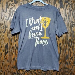 Game of Thrones I Drink and I Know Things Mens T-Shirt Size Medium Grey